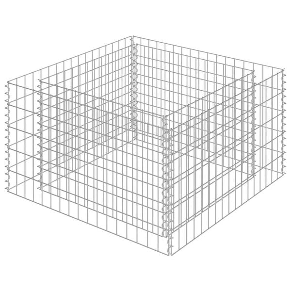 vidaXL Gabion Raised Bed Galvanised Steel 90x90x50 cm