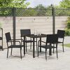 vidaXL Garden Dining Set with Cushion 5 pcs Black Poly Rattan