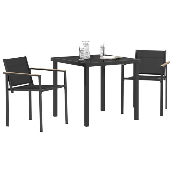 vidaXL Outdoor Furniture Set 3 pcs Black and Anthracite Textilene
