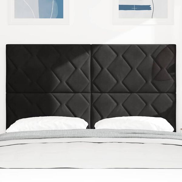 vidaXL Headboard Height Adjustable with Headboard Black 144 cm Velvet