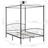 vidaXL Canopy Bed Frame without Mattress Black Metal 140x200 cm