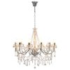 vidaXL Chandelier with Beads Silver 12 x E14 Bulbs