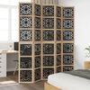vidaXL Room Divider 5 Panels Brown and Black Solid Wood Paulownia