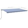 vidaXL Manual Retractable Awning with LED 500x300 cm Blue and White