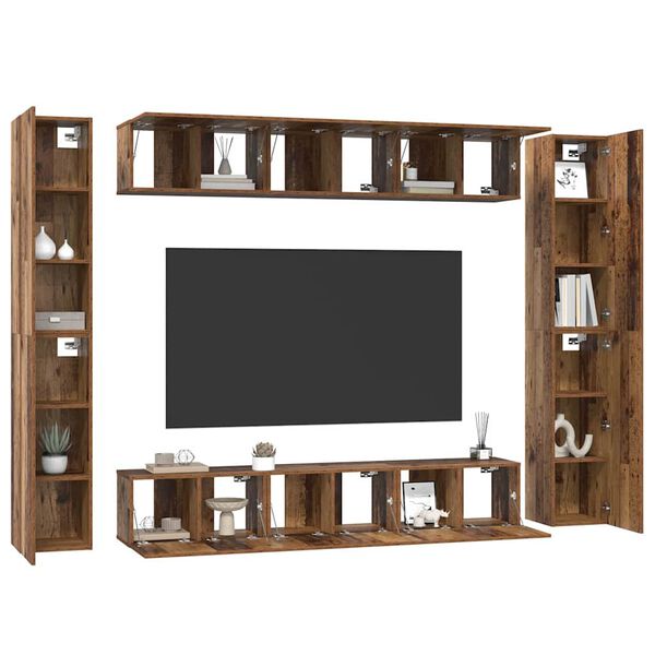 vidaXL TV Cabinet Set Wall-mounted 10 pcs Old Wood Engineered Wood