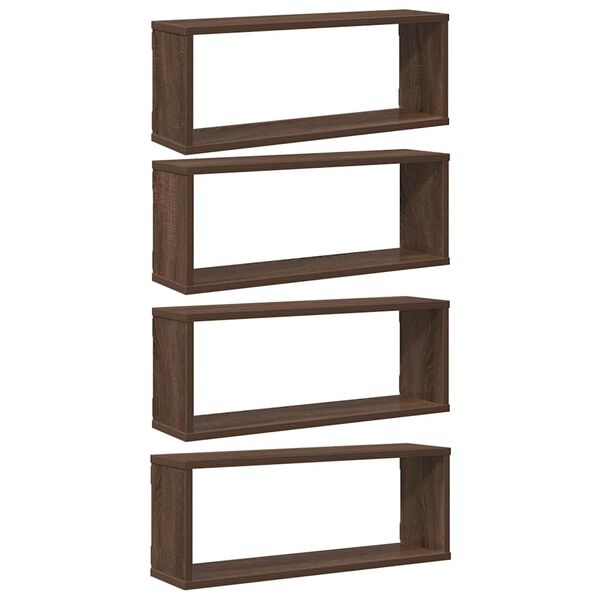vidaXL Wall Cube Shelves 4 pcs Brown Oak 60x15x23 cm Engineered Wood