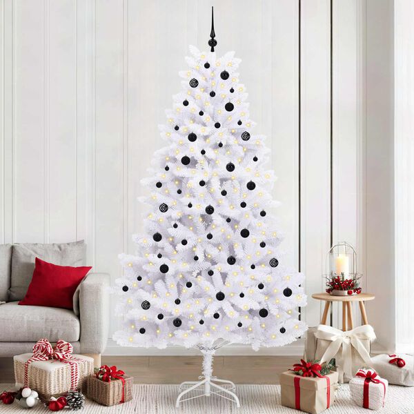 vidaXL Artificial Hinged Christmas Tree White 240 cm PVC and Steel
