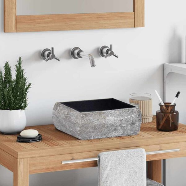 vidaXL Sink Black 30x30x13 cm Marble