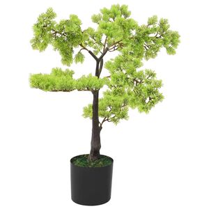 vidaXL Artificial Cypress Bonsai Plant | Green and black | Plastic