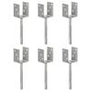 vidaXL Fence Anchors 6 pcs Silver 8x6x30 cm Galvanised Steel