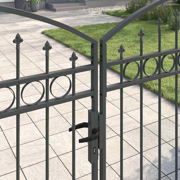 vidaXL Fence Gate with Lock Grey 401 x 200 cm Steel