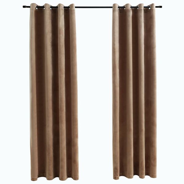 vidaXL Blackout Curtains with Rings 2 pcs Velvet Beige 140x175 cm