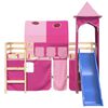 vidaXL Kids' Loft Bed with Tower without Mattress Pink 80x200 cm