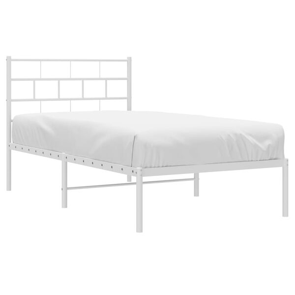 vidaXL Metal Bed Frame without Mattress with Headboard White 90x200cm