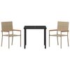 vidaXL Garden Dining Set with Cushion 3 pcs Beige Poly Rattan