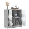 vidaXL Side Cabinet with Glass Doors Concrete Grey 68x37x75.5 cm