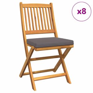 vidaXL Folding Chair 8 pcs Grey 49 x 57.5 x 92cm Solid Acacia wood