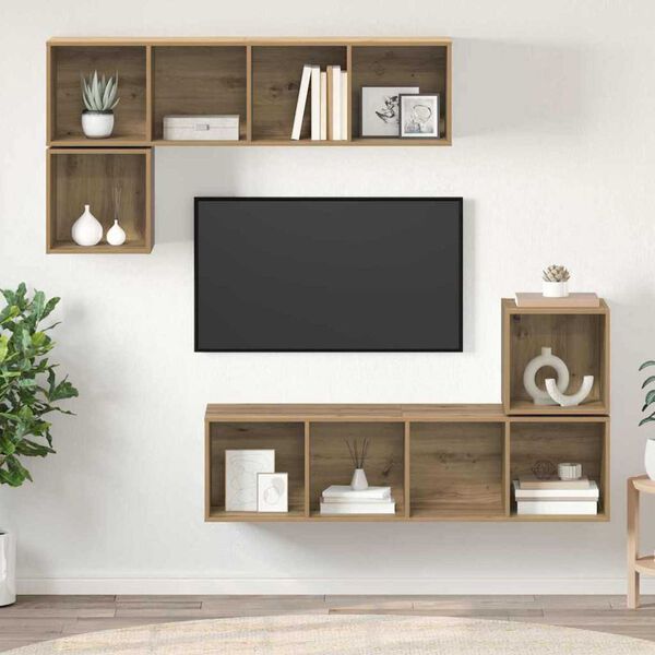 vidaXL TV Cabinet Set Wall-mounted 4 pcs Artisan Oak Engineered Wood