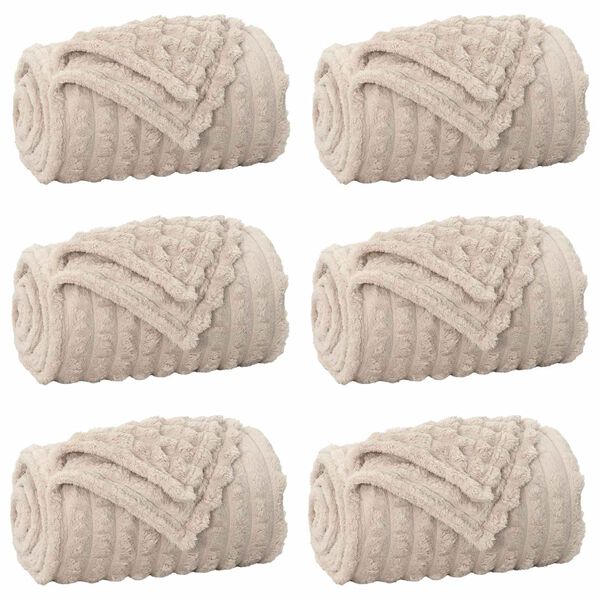 vidaXL Throw Blankets 6 pcs Beige 270 x 240 cm Fleece