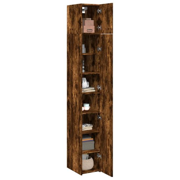 vidaXL Slim Storage Cabinet Smoked Oak 30x42.5x225 cm Engineered Wood