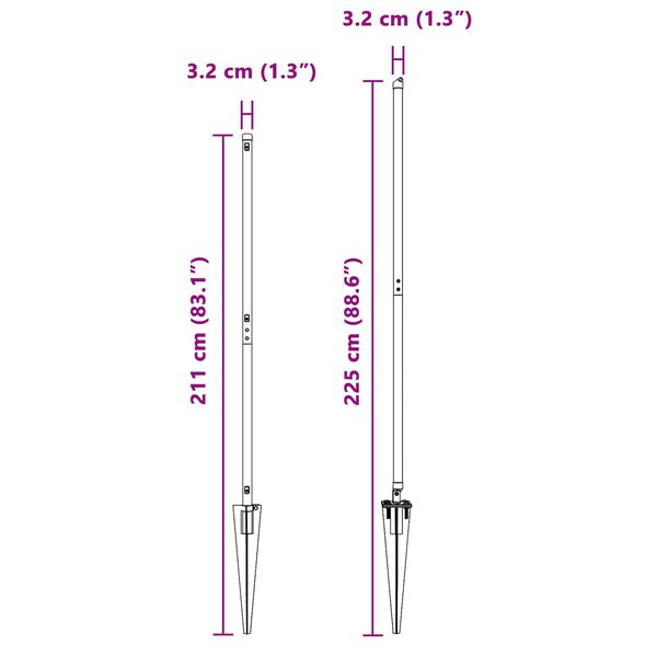 vidaXL Fence Post Other 52 pcs Grey 3.2 x 3.2 x 180 cm Steel