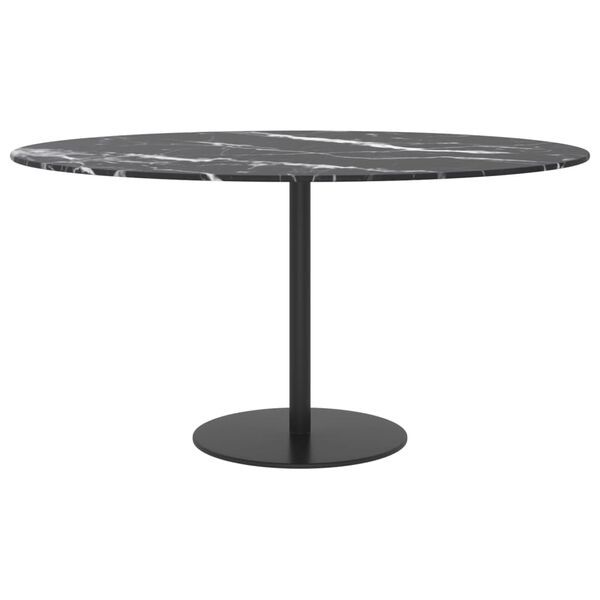 vidaXL Table Top Black &Oslash;80x1 cm Tempered Glass with Marble Design
