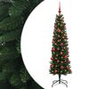 vidaXL Artificial Slim Christmas Tree with Bauble 120 cm 150 LEDs