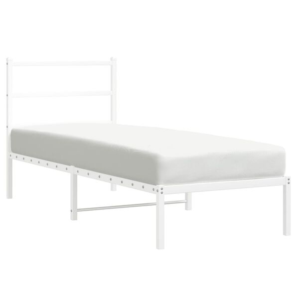 vidaXL Metal Bed Frame without Mattress with Headboard White 80x200cm
