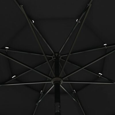 vidaXL 3-Tier Parasol with Aluminium Pole Black 3.5 m