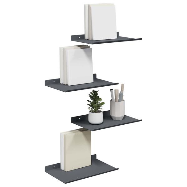 vidaXL Floating Shelf 4 pcs Anthracite 30 x 18 x 2.5 cm Steel