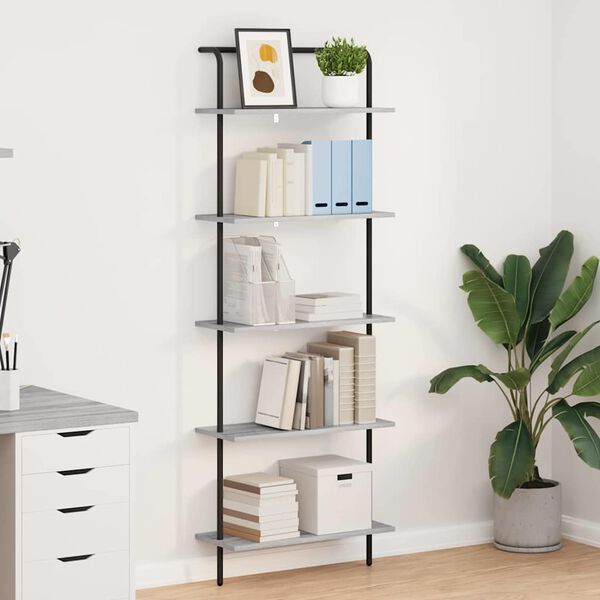 vidaXL Bookshelf Grey sonoma 60 x 24 x 168 cm Engineered wood