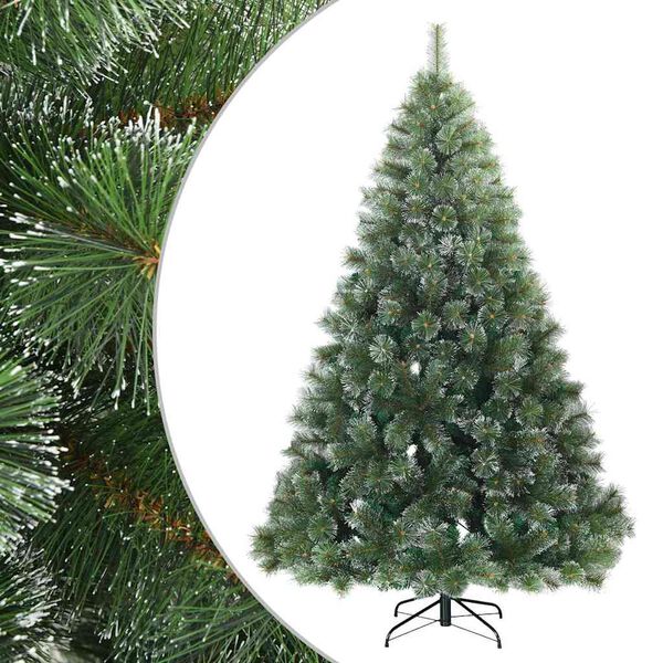 vidaXL Artificial Hinged Christmas Tree Snow Flocked Green 240 cm