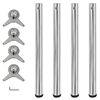 vidaXL Table Leg | Set of 4 | Chrome | Iron, Die-cast Zinc