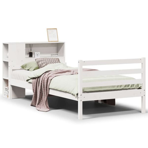 vidaXL Bookcase Bed without Mattress White 90x200 cm Solid Wood Pine