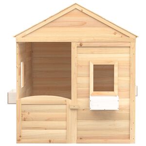 vidaXL Playhouse with Lockable Door and Flower Pots Solid Wood Fir