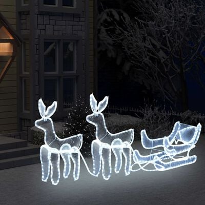 vidaXL Christmas Light Display 2 Reindeers & Sleigh with Mesh 648 LEDs