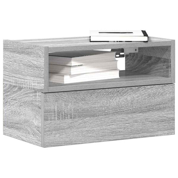 vidaXL Wall-mounted Bedside Cabinet Grey Sonoma 45x26x28.5 cm
