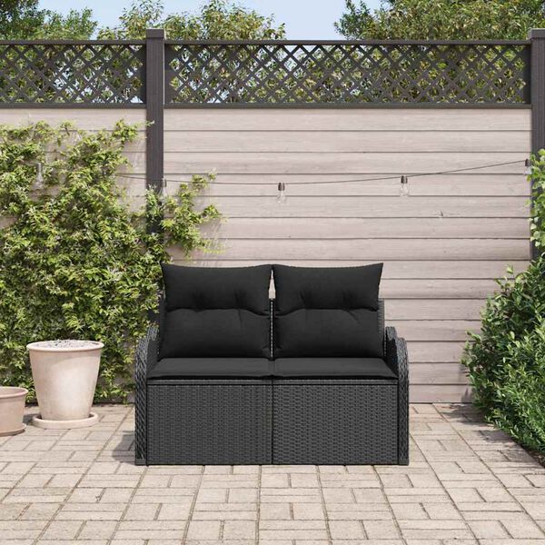 vidaXL Garden Sofa Black 121 x 62 x 69cm Poly Rattan