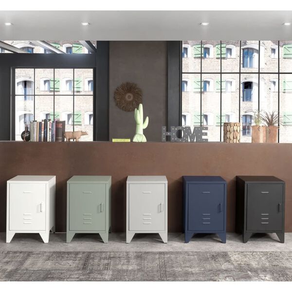 Vipack Nightstand Bronxx with Door Metal Matte Olive Green