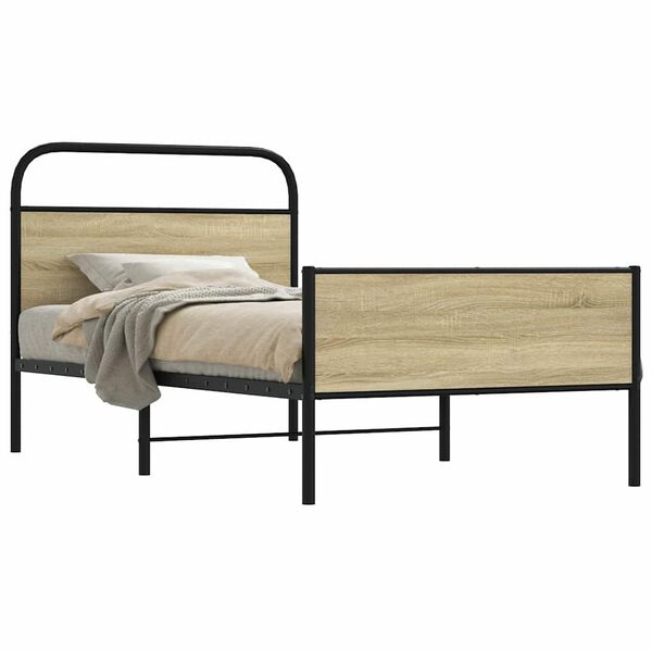 vidaXL Bed Frame without Mattress 107x203 cm Sonoma Oak Engineered Wood