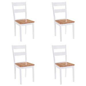 vidaXL Dining Chairs 4 pcs White Solid Rubber Wood