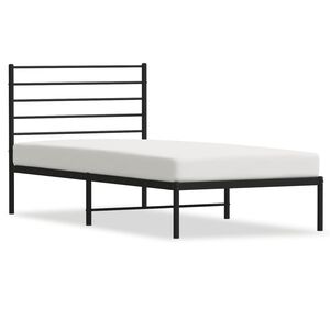 vidaXL Metal Bed Frame without Mattress with Headboard Black 90x190cm