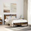 vidaXL Metal Bed Frame without Mattress Smoked Oak 120x200 cm
