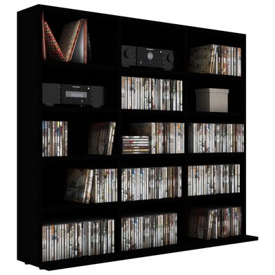 vidaXL CD Cabinet Black 102x23x89.5 cm Engineered Wood