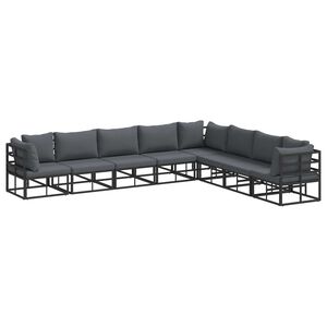 vidaXL Garden Sofa Set with Cushion 8 pcs Black Aluminium