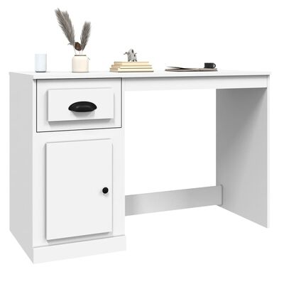 vidaXL Desk with Drawer White 115x50x75 cm Engineered Wood