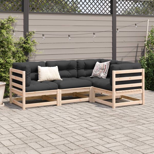 vidaXL 4 Piece Garden Sofa Set Solid Wood Pine