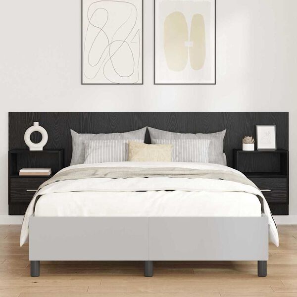 vidaXL Headboard with Cabinet 3 pcs Black Oak Engineered Wood