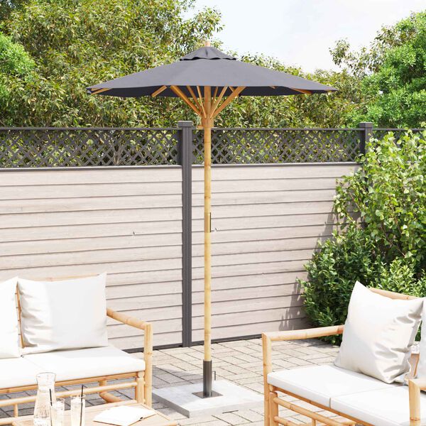 vidaXL Garden Parasol Dark Grey &Oslash; 150 x 210 cm Bamboo