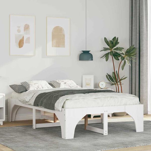 vidaXL Bed Frame White 140 x 190 cm Solid Pine Wood
